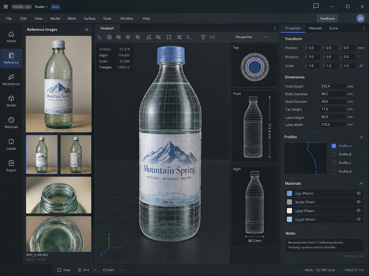 Redacted public representation of a 3D packaging studio in active development