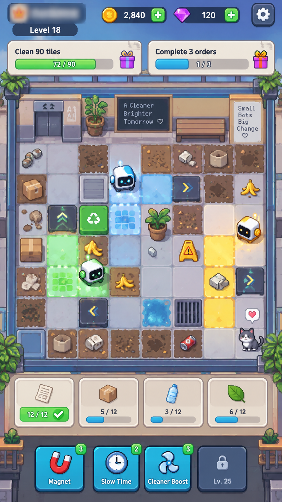 Redacted public representation of a mobile puzzle game in active development